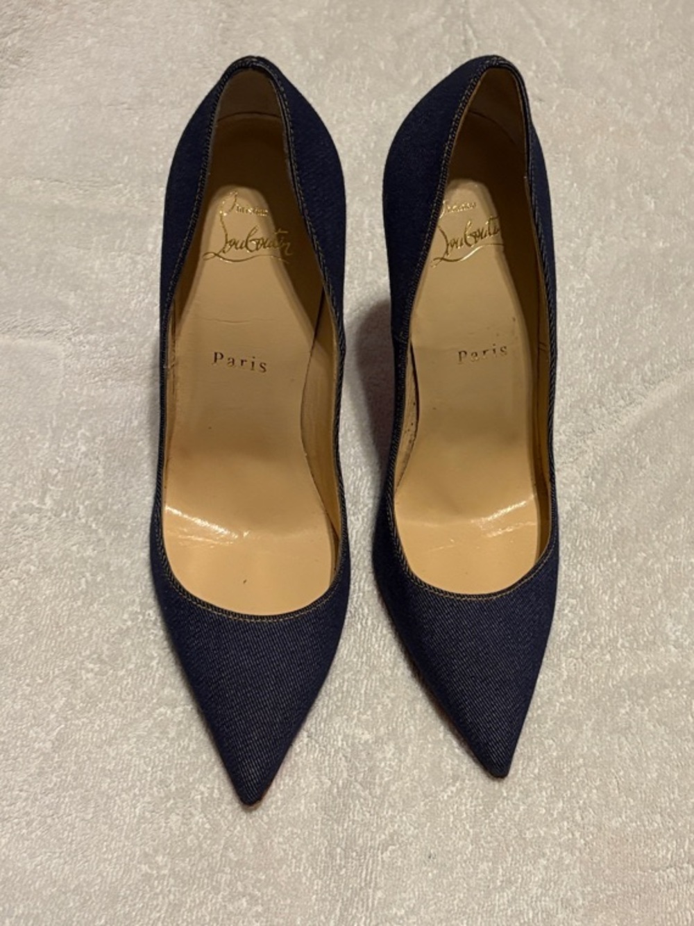 Christian Louboutin Pointed Denim Navy Pumps